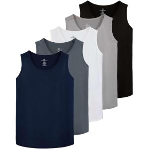 imageReal Essentials 5 Pack Mens DryFit Muscle Tank Top Sleeveless Shirts Workout Tees Athletic Gym Big ampamp Tall AvailableSet 4