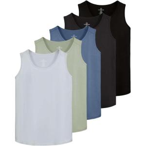 imageReal Essentials 5 Pack Mens DryFit Muscle Tank Top Sleeveless Shirts Workout Tees Athletic Gym Big ampamp Tall AvailableSet 5
