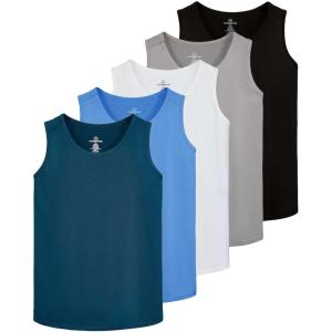 imageReal Essentials 5 Pack Mens DryFit Muscle Tank Top Sleeveless Shirts Workout Tees Athletic Gym Big ampamp Tall AvailableSet 8
