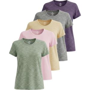 imageReal Essentials 5 Pack Womens Short Sleeve TShirts Workout Tops Fitness Pilates Gym Activewear Athletic Plus AvailableSet 14