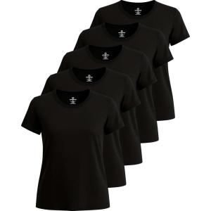 imageReal Essentials 5 Pack Womens Short Sleeve TShirts Workout Tops Fitness Pilates Gym Activewear Athletic Plus AvailableSet 5