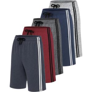 imageReal Essentials Mens 5 Pack 9quot DryFit Shorts  Athletic Gym Workout Basketball Running Casual Lounge Active PocketsSet C
