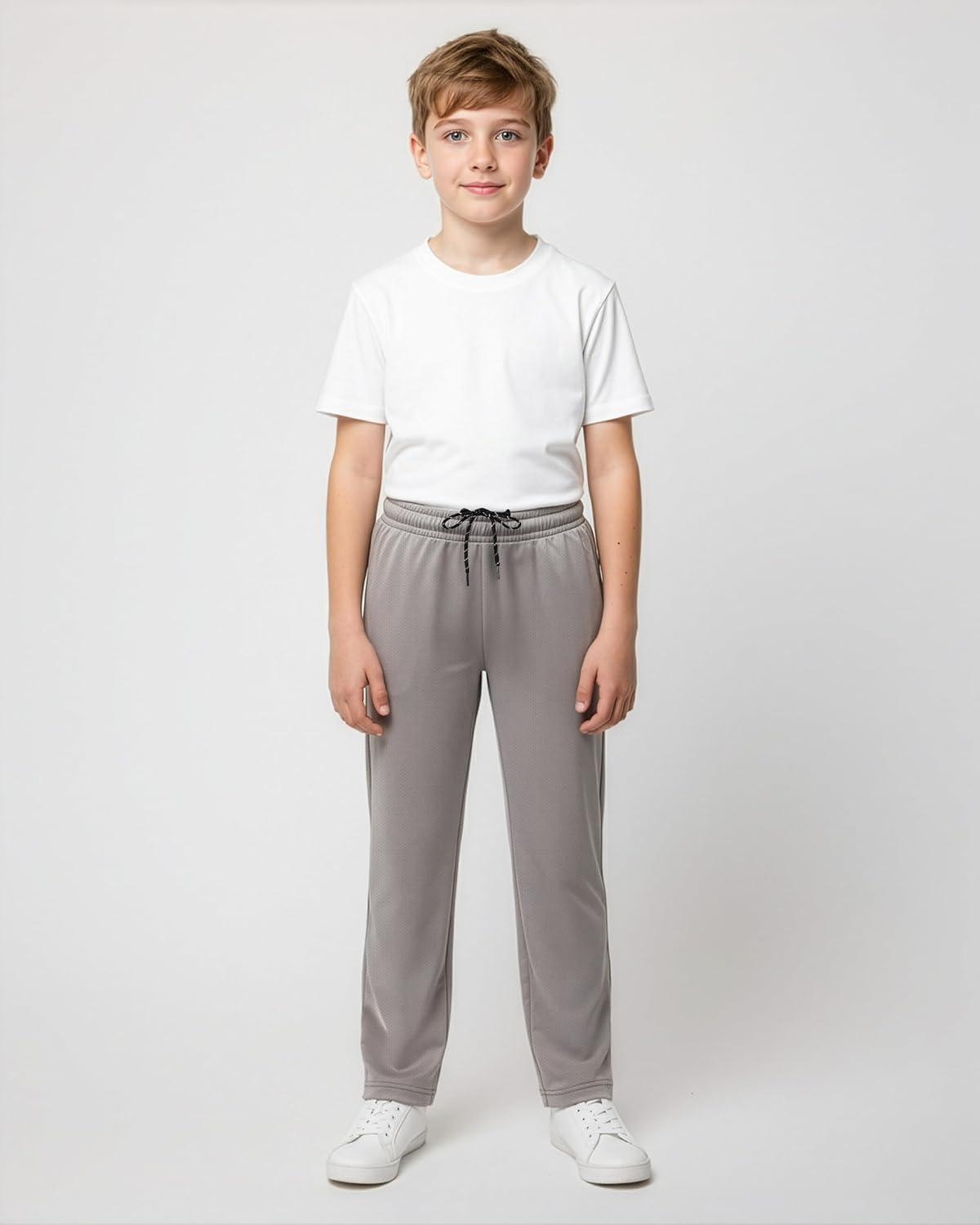 imageReal Essentials 3 Pack Boys Mesh Open Bottom Active Sweatpants with Pockets ampamp DrawstringSet 11