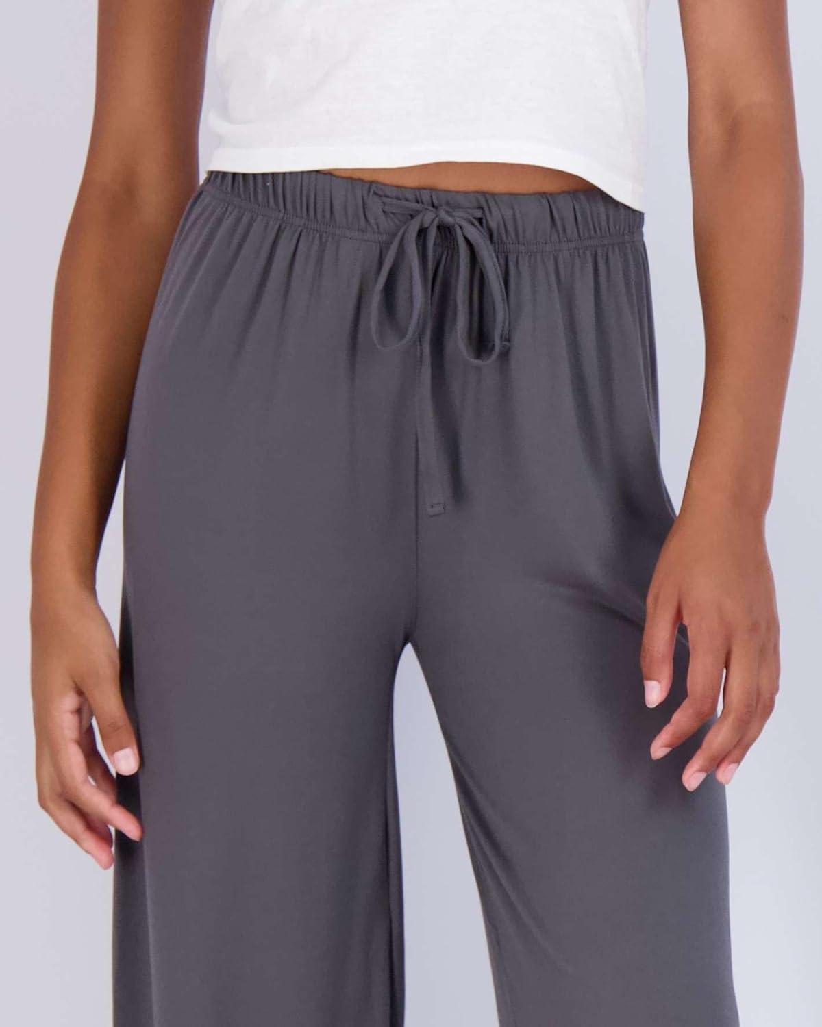 imageReal Essentials 3 Pack Soft Palazzo Pajama Pants for Women Wide Leg Comfortable Casual Lounge Yoga Bottoms Plus SizeSet 4