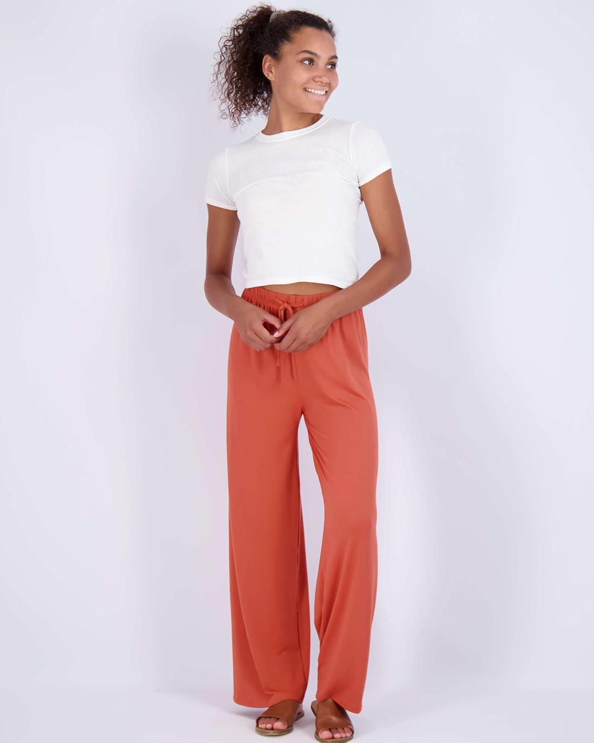 imageReal Essentials 3 Pack Soft Palazzo Pajama Pants for Women Wide Leg Comfortable Casual Lounge Yoga Bottoms Plus SizeSet 4