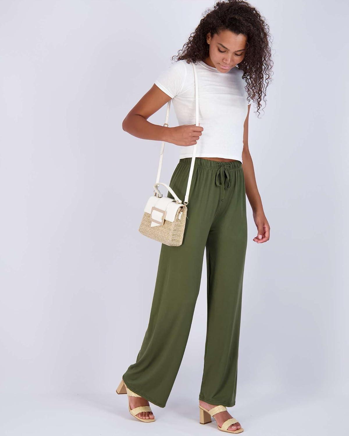 imageReal Essentials 3 Pack Soft Palazzo Pajama Pants for Women Wide Leg Comfortable Casual Lounge Yoga Bottoms Plus SizeSet 6