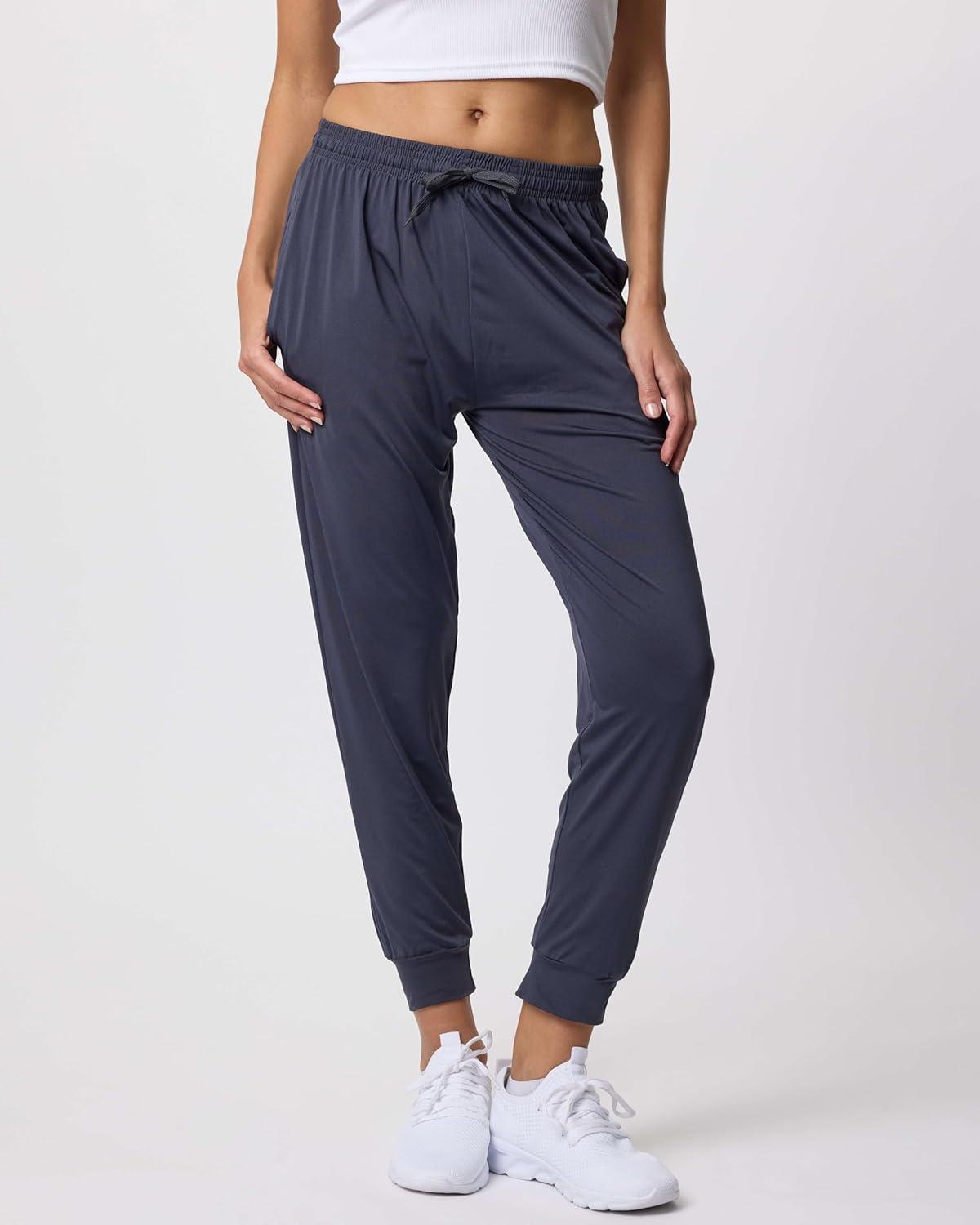 imageReal Essentials 3 Pack Womens DryFit Active Athletic Joggers Yoga Lounge Pants  Drawstring Available in Plus SizeSet 4