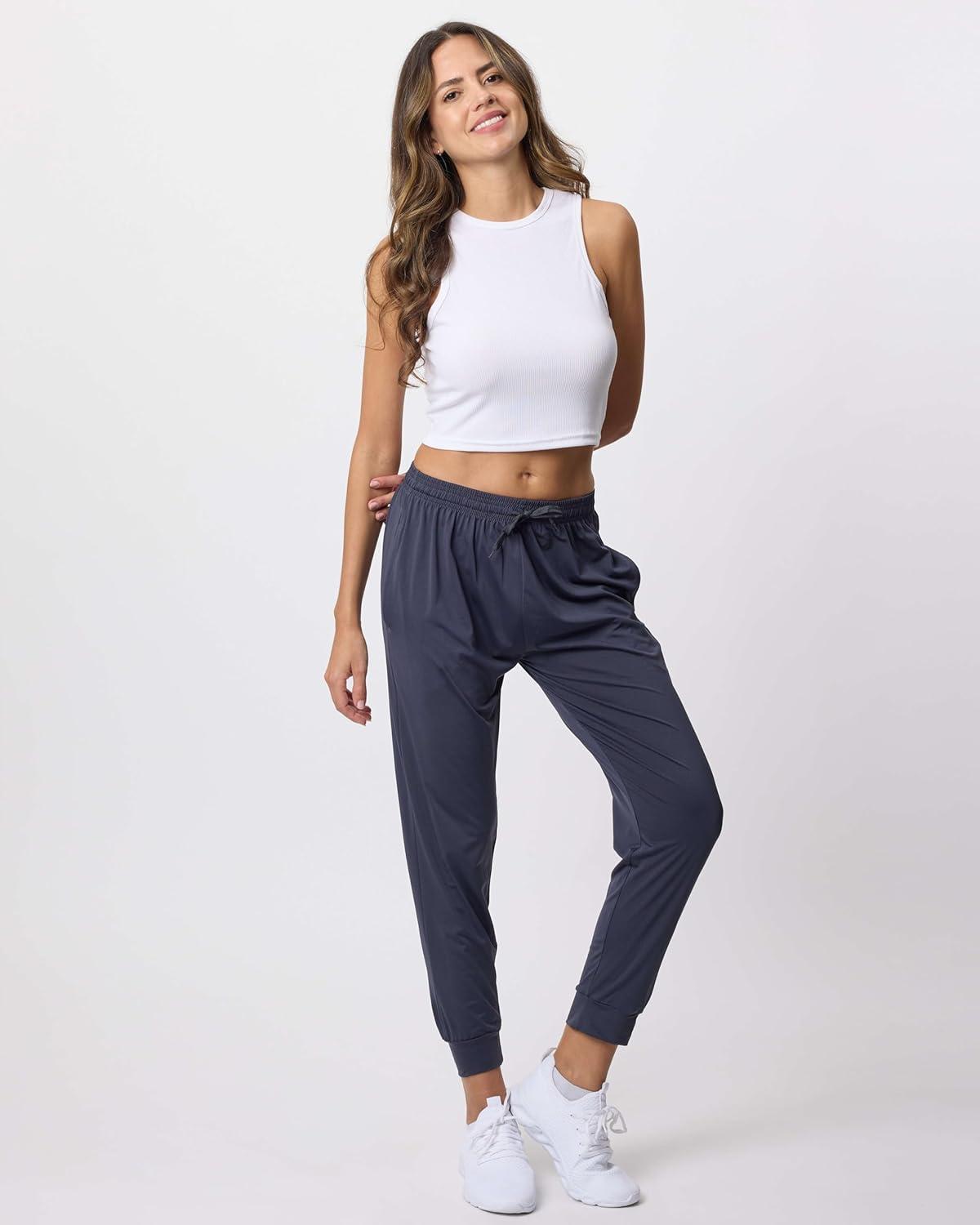 imageReal Essentials 3 Pack Womens DryFit Active Athletic Joggers Yoga Lounge Pants  Drawstring Available in Plus SizeSet 4