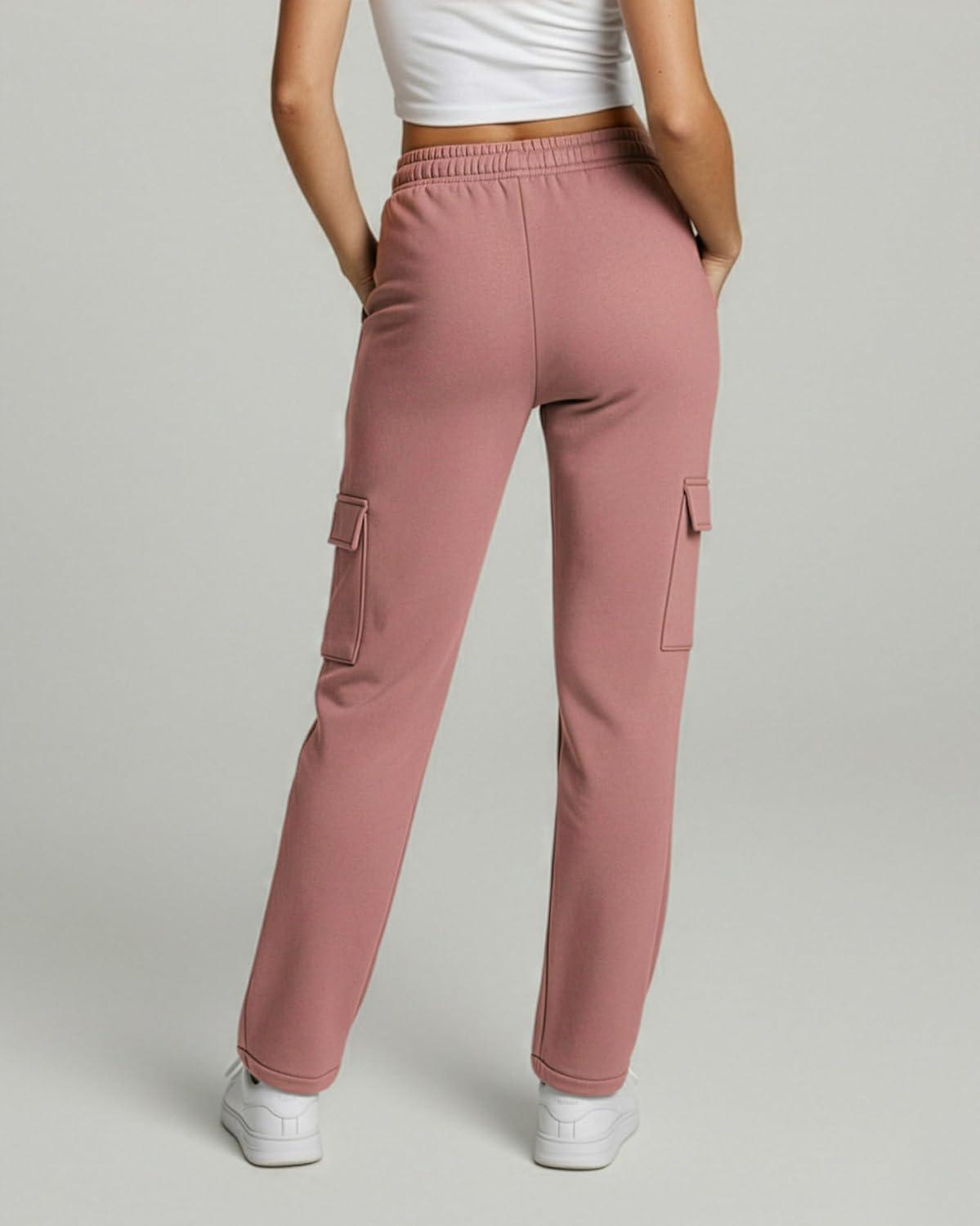 imageReal Essentials 3 Pack Womens Fleece Cargo Sweatpants Open Bottom Lounge ampamp Athletic Casual Pants with PocketsSet 1