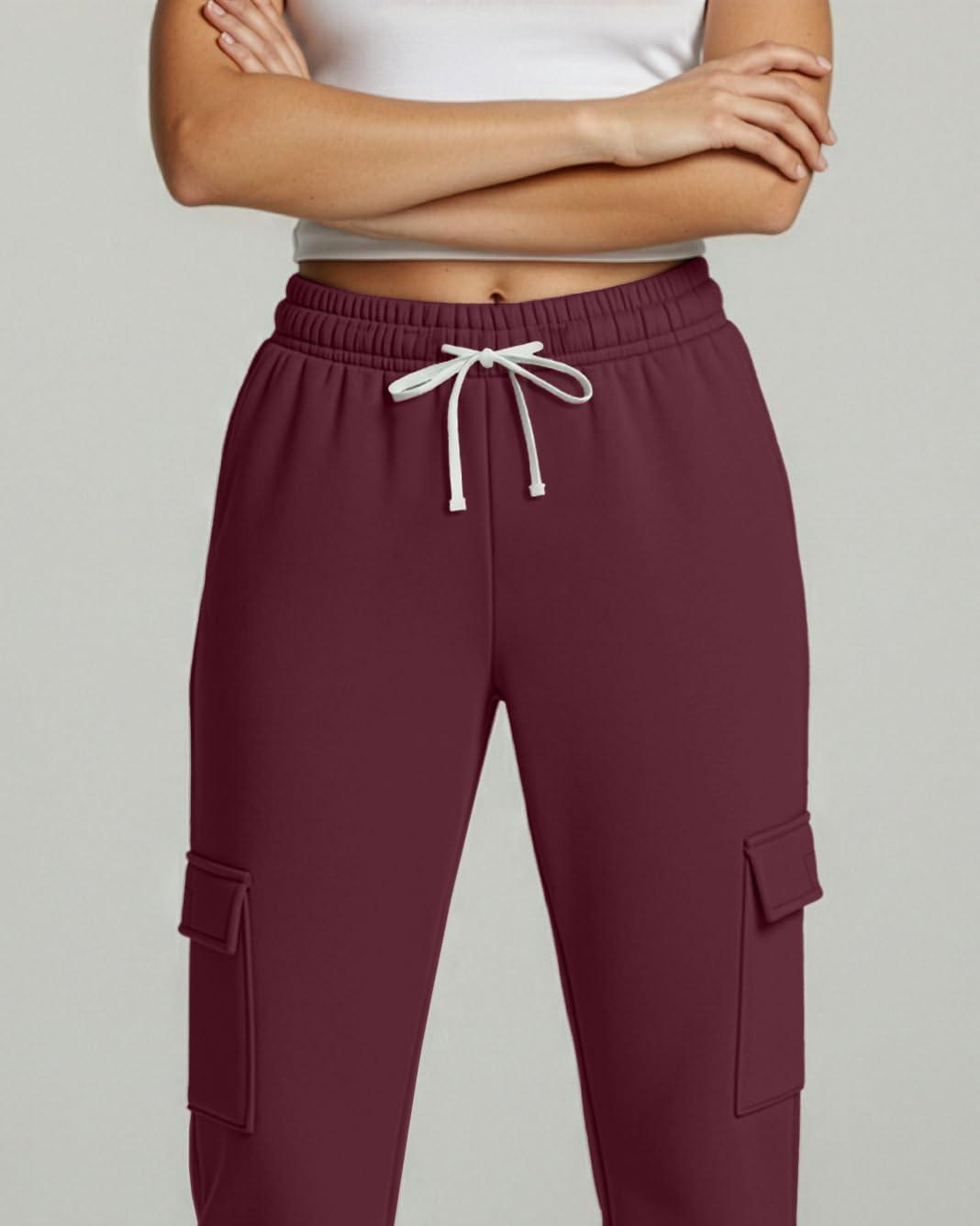 imageReal Essentials 3 Pack Womens Fleece Cargo Sweatpants Open Bottom Lounge ampamp Athletic Casual Pants with PocketsSet 2