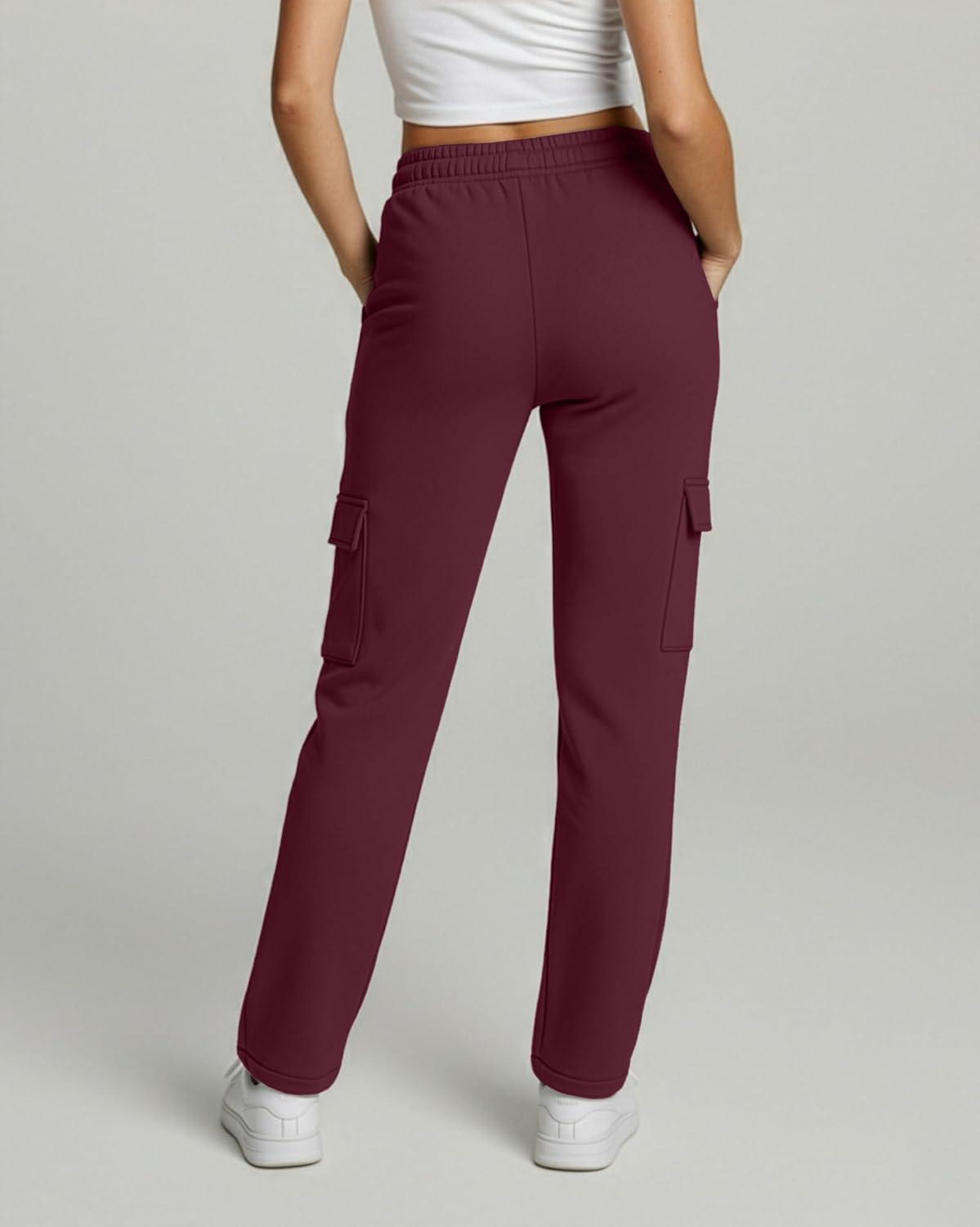 imageReal Essentials 3 Pack Womens Fleece Cargo Sweatpants Open Bottom Lounge ampamp Athletic Casual Pants with PocketsSet 2