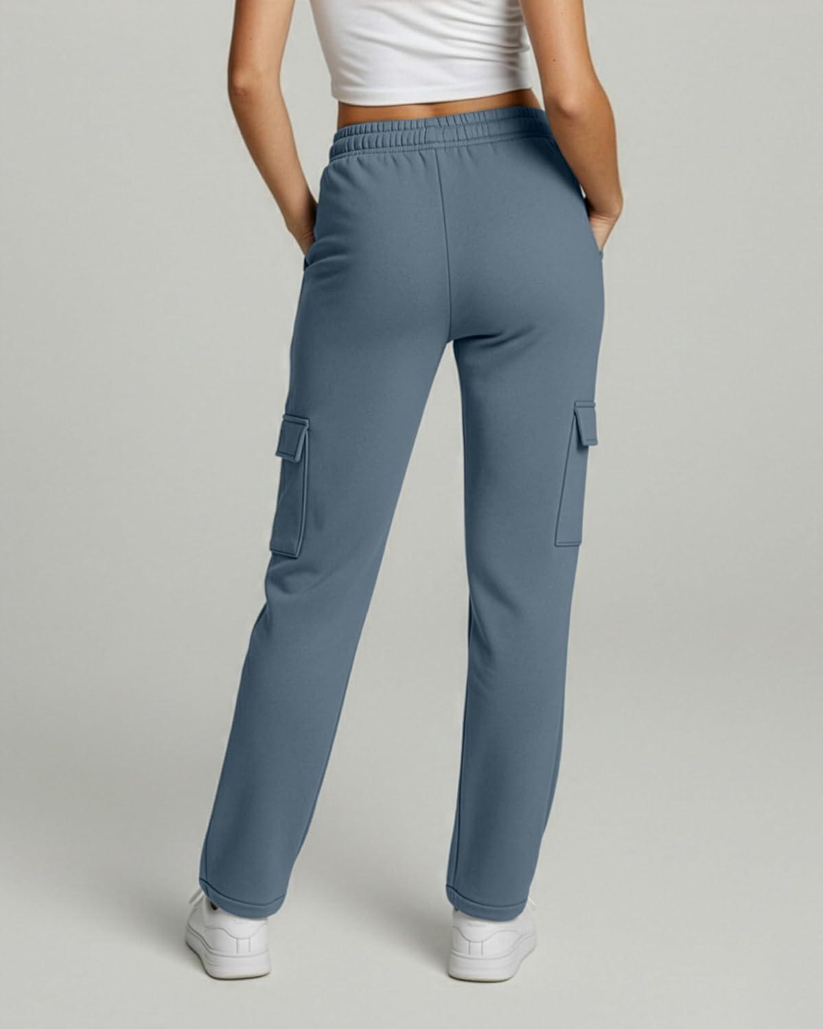 imageReal Essentials 3 Pack Womens Fleece Cargo Sweatpants Open Bottom Lounge ampamp Athletic Casual Pants with PocketsSet 3