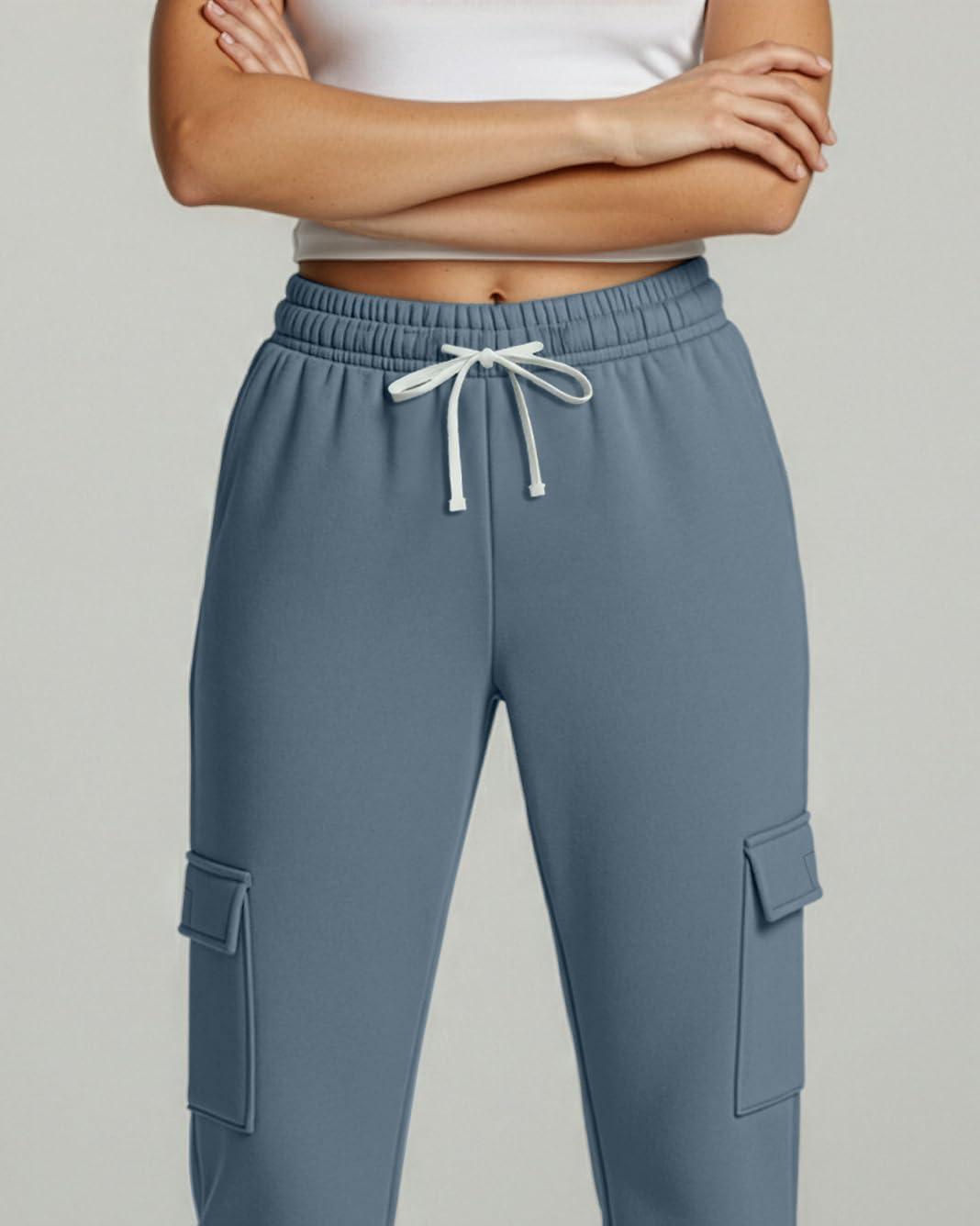 imageReal Essentials 3 Pack Womens Fleece Cargo Sweatpants Open Bottom Lounge ampamp Athletic Casual Pants with PocketsSet 3