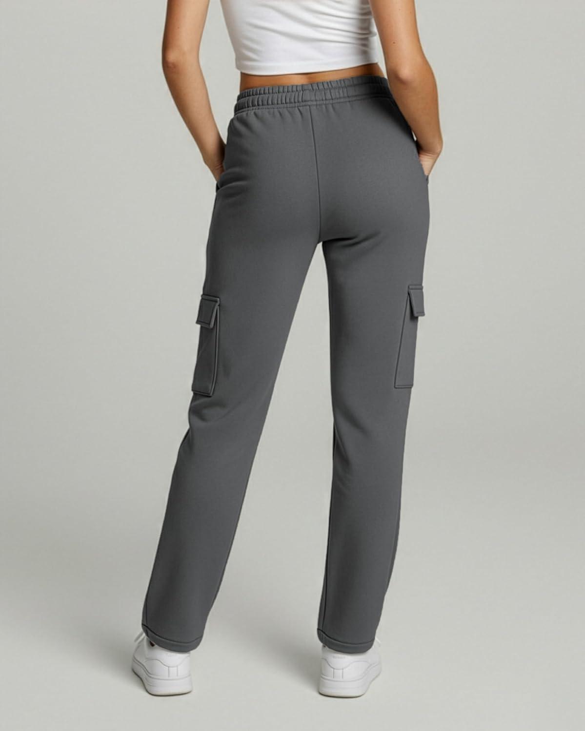 imageReal Essentials 3 Pack Womens Fleece Cargo Sweatpants Open Bottom Lounge ampamp Athletic Casual Pants with PocketsSet 6