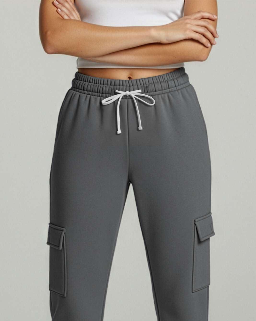 imageReal Essentials 3 Pack Womens Fleece Cargo Sweatpants Open Bottom Lounge ampamp Athletic Casual Pants with PocketsSet 6