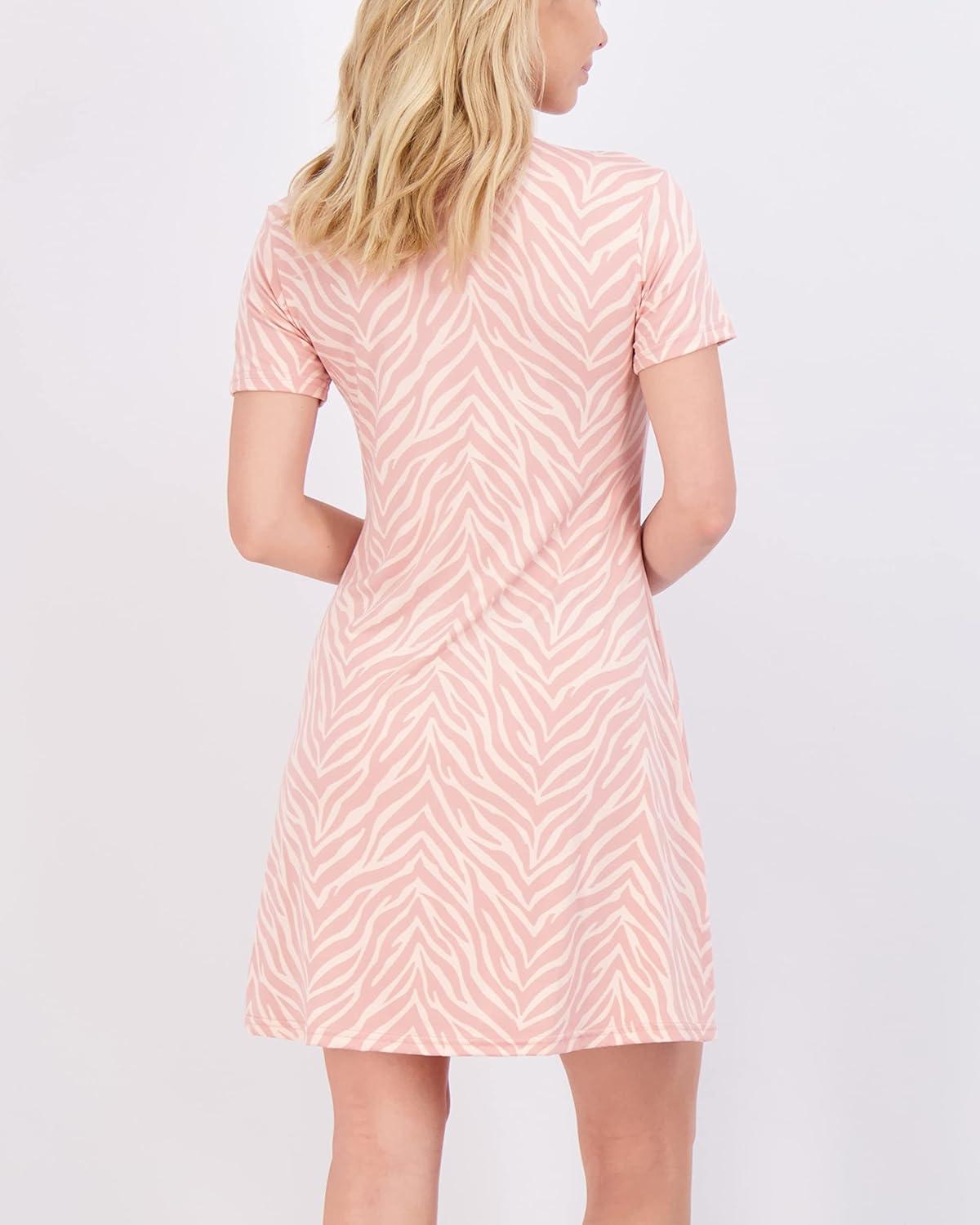 imageReal Essentials 3 Pack Womens Short Sleeve T Shirt Dress Swing Loose Casual Lounge Everyday Outfit Available in PlusSet 5