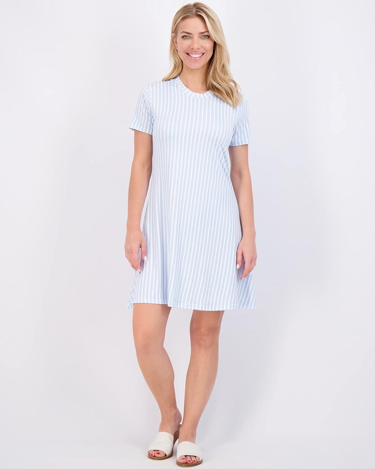 imageReal Essentials 3 Pack Womens Short Sleeve T Shirt Dress Swing Loose Casual Lounge Everyday Outfit Available in PlusSet 6