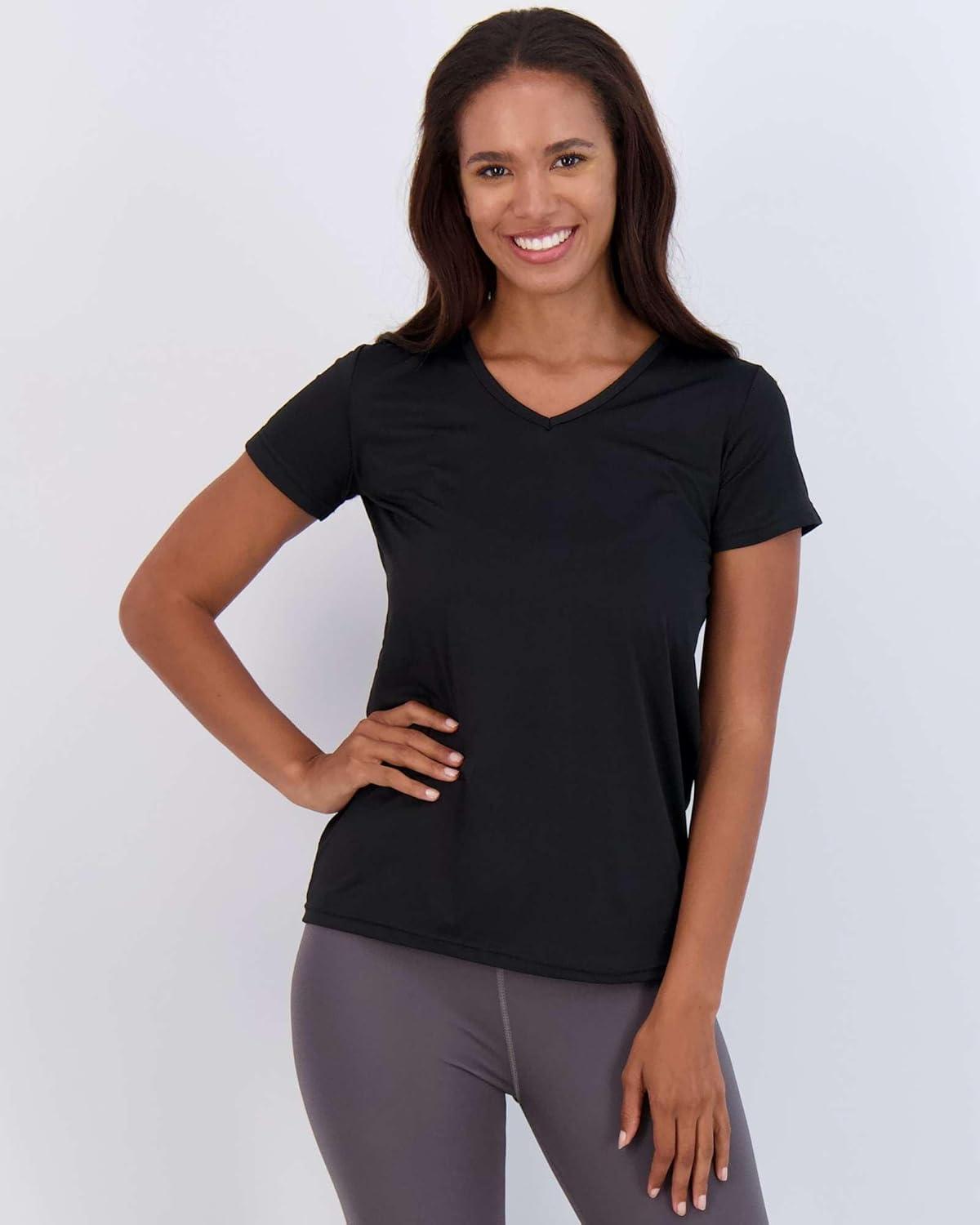 imageReal Essentials 5 Pack Womens Dry Fit Short Sleeve V Neck Workout Top  Fitness Gym Athletic Yoga TShirt Plus AvailableSet 5