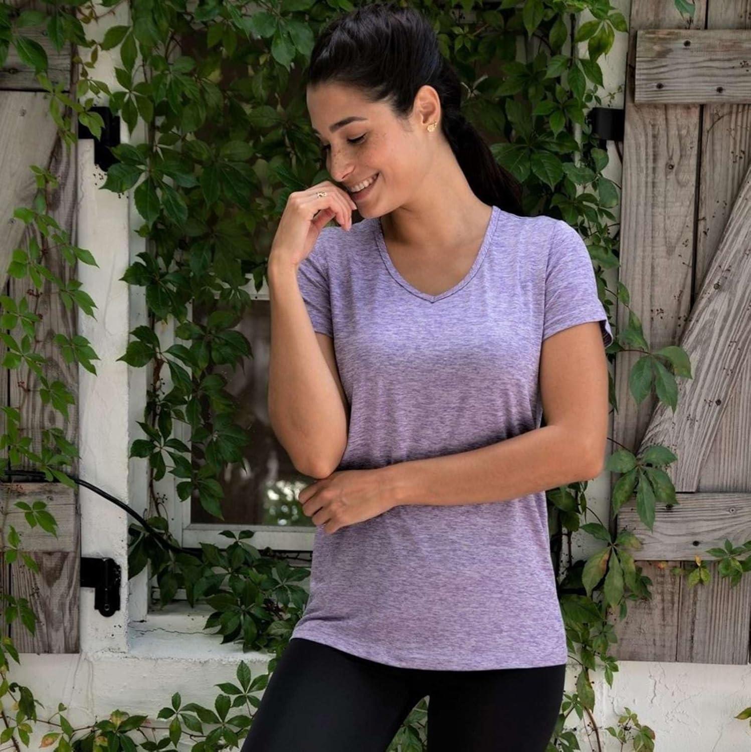 imageReal Essentials 5 Pack Womens Dry Fit Short Sleeve V Neck Workout Top  Fitness Gym Athletic Yoga TShirt Plus AvailableSet 9