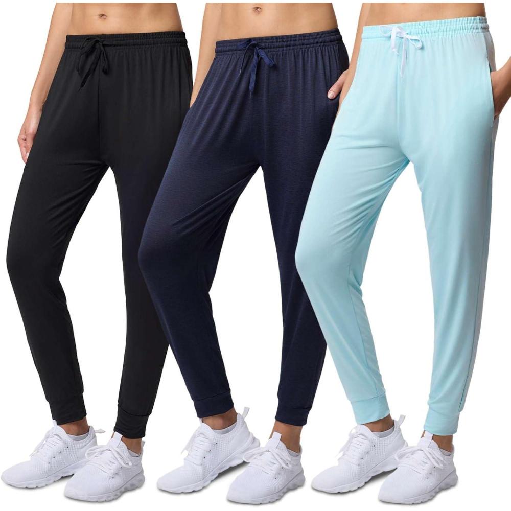 imageReal Essentials 3 Pack Womens DryFit Active Athletic Joggers Yoga Lounge Pants  Drawstring Available in Plus SizeSet 2
