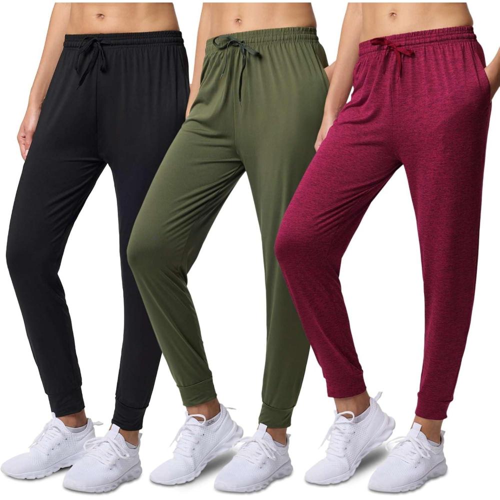 imageReal Essentials 3 Pack Womens DryFit Active Athletic Joggers Yoga Lounge Pants  Drawstring Available in Plus SizeSet 8