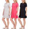 imageReal Essentials 3 Pack Womens Short Sleeve T Shirt Dress Swing Loose Casual Lounge Everyday Outfit Available in PlusSet 1