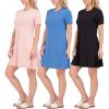 imageReal Essentials 3 Pack Womens Short Sleeve T Shirt Dress Swing Loose Casual Lounge Everyday Outfit Available in PlusSet 5
