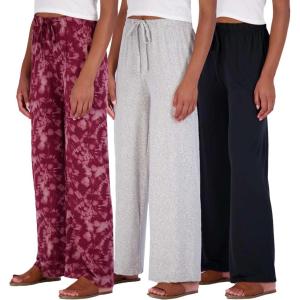 imageReal Essentials 3 Pack Soft Palazzo Pajama Pants for Women Wide Leg Comfortable Casual Lounge Yoga Bottoms Plus SizeSet 7
