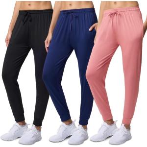 imageReal Essentials 3 Pack Womens DryFit Active Athletic Joggers Yoga Lounge Pants  Drawstring Available in Plus SizeSet 1