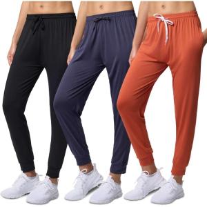 imageReal Essentials 3 Pack Womens DryFit Active Athletic Joggers Yoga Lounge Pants  Drawstring Available in Plus SizeSet 4