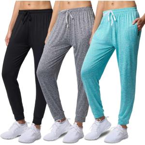 imageReal Essentials 3 Pack Womens DryFit Active Athletic Joggers Yoga Lounge Pants  Drawstring Available in Plus SizeSet 5