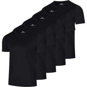 imageReal Essentials 5 Pack Mens Mesh Quick Dry Short Sleeve VNeck TShirt  Athletic Performance Available in Big ampamp TallSet 1