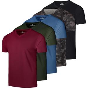 imageReal Essentials 5 Pack Mens Mesh Quick Dry Short Sleeve VNeck TShirt  Athletic Performance Available in Big ampamp TallSet 9