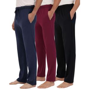 imageReal Essentials 3 Pack Mens Soft Cotton Flannel Pajama Pants PJ Lounge Bottoms Elastic Waist Pockets Big and TallCotton Set 1