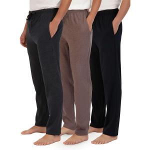 imageReal Essentials 3 Pack Mens Soft Cotton Flannel Pajama Pants PJ Lounge Bottoms Elastic Waist Pockets Big and TallCotton Set 2