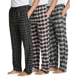 imageReal Essentials 3 Pack Mens Soft Cotton Flannel Pajama Pants PJ Lounge Bottoms Elastic Waist Pockets Big and TallFlannel Set 2