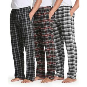 imageReal Essentials 3 Pack Mens Soft Cotton Flannel Pajama Pants PJ Lounge Bottoms Elastic Waist Pockets Big and TallFlannel Set 3