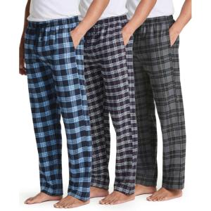 imageReal Essentials 3 Pack Mens Soft Cotton Flannel Pajama Pants PJ Lounge Bottoms Elastic Waist Pockets Big and TallFlannel Set 4