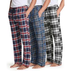 imageReal Essentials 3 Pack Mens Soft Cotton Flannel Pajama Pants PJ Lounge Bottoms Elastic Waist Pockets Big and TallFlannel Set 5