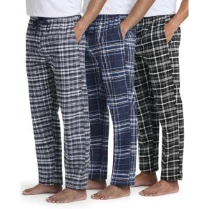 imageReal Essentials 3 Pack Mens Soft Cotton Flannel Pajama Pants PJ Lounge Bottoms Elastic Waist Pockets Big and TallFlannel Set 6