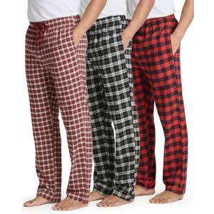 imageReal Essentials 3 Pack Mens Soft Cotton Flannel Pajama Pants PJ Lounge Bottoms Elastic Waist Pockets Big and TallFlannel Set 7