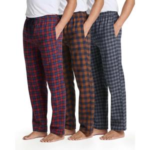 imageReal Essentials 3 Pack Mens Soft Cotton Flannel Pajama Pants PJ Lounge Bottoms Elastic Waist Pockets Big and TallFlannel Set 8