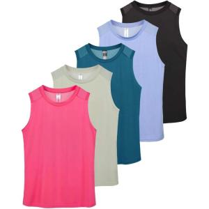 imageReal Essentials 5 Pack Womens DryFit Racerback Muscle Tank Tops Workout Shirts Mesh Insert Athletic Available in PlusSet 3