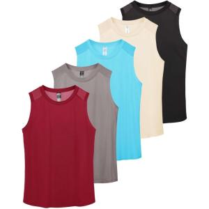 imageReal Essentials 5 Pack Womens DryFit Racerback Muscle Tank Tops Workout Shirts Mesh Insert Athletic Available in PlusSet 6