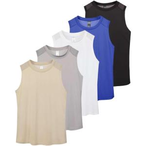 imageReal Essentials 5 Pack Womens DryFit Racerback Muscle Tank Tops Workout Shirts Mesh Insert Athletic Available in PlusSet 8