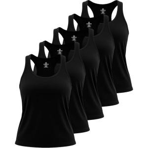 imageReal Essentials 5 Pack Womens Racerback Tank Top DryFit Athletic Performance Yoga Activewear Available in Plus SizeSet 5