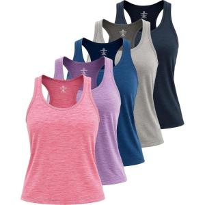 imageReal Essentials 5 Pack Womens Racerback Tank Top DryFit Athletic Performance Yoga Activewear Available in Plus SizeSet 7