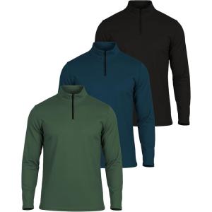 imageReal Essentials 3 Pack Mens Mesh Long Sleeve Athletic Quarter Zip Pullover  Outdoor UPF 50 Available in Big ampamp TallSet 2