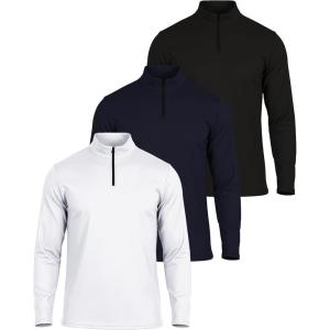 imageReal Essentials 3 Pack Mens Mesh Long Sleeve Athletic Quarter Zip Pullover  Outdoor UPF 50 Available in Big ampamp TallSet 9