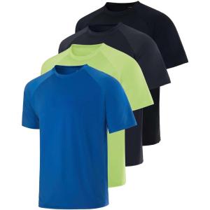 imageReal Essentials 4 Pack Mens Short Sleeve Rash Guard Shirt Quick Dry UPF 50 Sun Protection Swim Available in Big ampamp TallSet 3